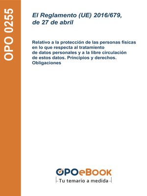 cover image of El Reglamento (UE) 2016/679, de 27 de abril